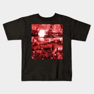 Red Mirrored Disco Ball Pattern Kids T-Shirt